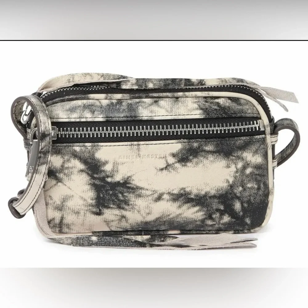 Aimee Kestenberg Brighton Zip Crossbody Bag Vanilla Tie Dye Grunge